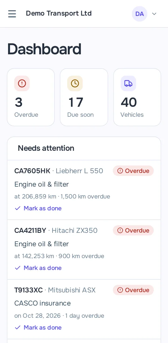 Fix.bg dashboard on a phone